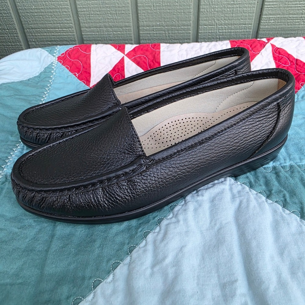 SAS Womens Penny Loafer Black Leather Comfort Shoes K6889164 Size 7 M